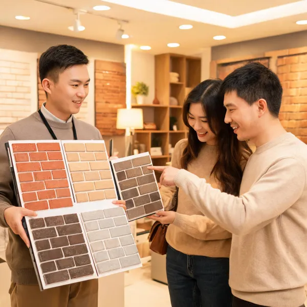 Showroom consultation with homeowners