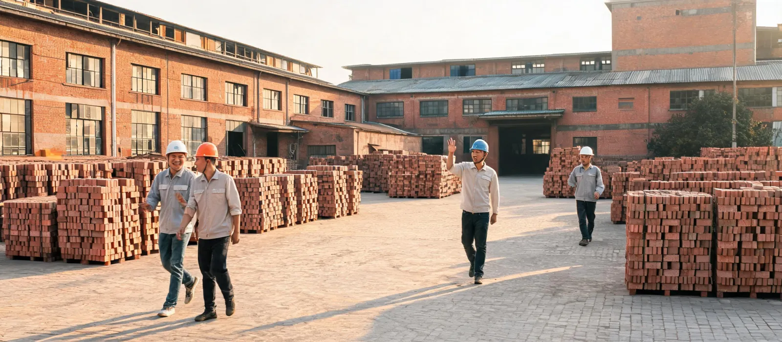 Acme Brick team in plant courtyard
