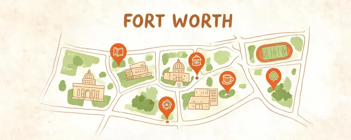Map illustration of Acme Brick Fort Worth campus area