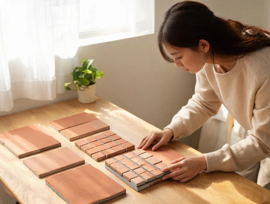 Brick color board with mortar samples