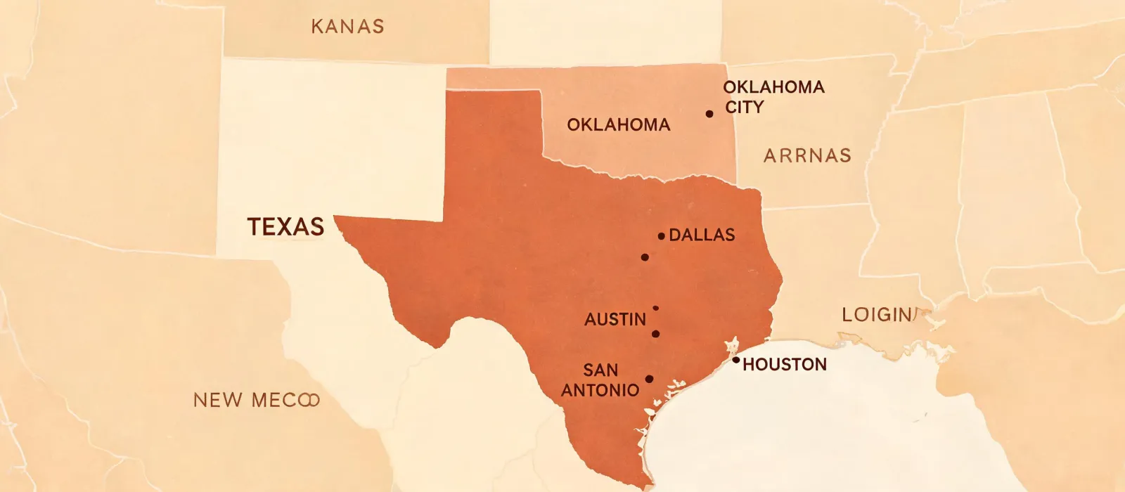 Stylized map of Acme Brick regional markets