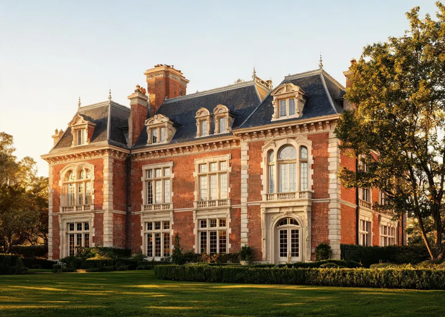 Custom home with French chateau brick exterior